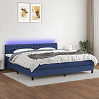 vidaXL Ramsäng med madrass & LED blå 200x200 cm tyg 3133427