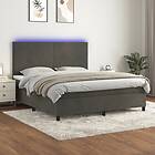 vidaXL Ramsäng med madrass & LED mörkgrå 180x200 cm sammet 3136018