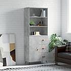 vidaXL Högskåp betonggrå 69.5x34x180 cm konstruerat trä 3189417