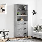 vidaXL Högskåp betonggrå 69.5x34x180 cm konstruerat trä 3189385