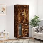 vidaXL Högskåp rökfärgad ek 69.5x34x180 cm konstruerat trä 3195944