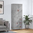 vidaXL Högskåp betonggrå 69.5x34x180 cm konstruerat trä 3195879