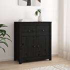 vidaXL Skänk svart 70x35x80 cm massiv furu 813753