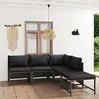 vidaXL Loungegrupp för trädgården med dynor 5 delar konstrotting grå 3059754