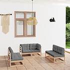 vidaXL Loungegrupp med dynor 6 delar massiv furu 3076459