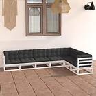 vidaXL Loungegrupp med dynor 7 delar vit massiv furu 3076795