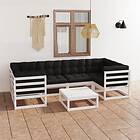 vidaXL Loungegrupp med dynor 7 delar vit massiv furu 3077300