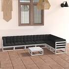 vidaXL Loungegrupp med dynor 8 delar vit massiv furu 3076800