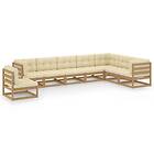 vidaXL Loungegrupp med dynor 8 delar honungsbrun massiv furu 3076827