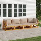 vidaXL Loungegrupp 4 delar taupe dynor massivt trä 3155253