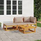 vidaXL Loungegrupp 4 delar taupe dynor massivt trä 3155273