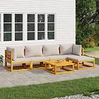 vidaXL Loungegrupp 6 delar ljusgråa dynor massivt trä 3155281