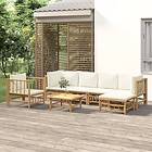 vidaXL Loungegrupp 7 delar gräddvita dynor bambu 3155181