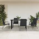 vidaXL Matgrupp för trädgården 5 delar svart stål och textilen 3200712