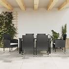 vidaXL Matgrupp för trädgården 7 delar svart konstrotting & stål 3203317