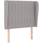 vidaXL Sengegavl med kanter ljusgrå 93x23x118/128 cm tyg 3118176