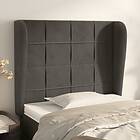 vidaXL Sengegavl med kanter mörkgrå 93x23x118/128 cm sammet 3117993