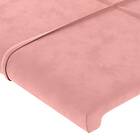 vidaXL Sengegavl med kanter rosa 103x23x118/128 cm sammet 3118003