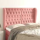vidaXL Sänggavel med kanter rosa 163x23x118/128 cm sammet 3118351