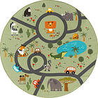 KM Carpets Barnmatta Play Animals Rund Grön rund 120 38069