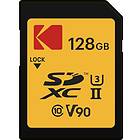 Kodak 2000x 128GB UHS-II U3 V90 Ultra Pro SDXC-kort upp till 300 MB/s läsning och 270 MB/s skrivning, för DSLR, 4K/8K UHD 360° videokameror