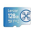 Lexar Fly 128 GB Micro SD-kort, microSDXC UHS-I-kort, upp till 160 MB/s avläsning, för DJI drönare, actionkamera, smartphone, läsplatta (LMS