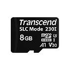 Transcend 230I Flash-minneskort 8 GB A1 Video Class V30 UHS-I U3 microSDHC TS8GUSD230I