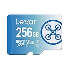 Lexar Fly 256 GB Micro SD-kort, microSDXC UHS-I-kort, upp till 160 MB/s avläsning, för DJI drönare, actionkamera, smartphone, läsplatta (LMS
