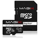 Magix MicroSD-kort EVO-serien Class10 V10 SD-adapter, läshastighet upp till 80 MB/s (64 GB)