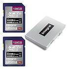 Integral 128 GB SD-kort 2-pack 4K Ultra-HD-video premium höghastighetsminneskort SDXC upp till 100 MB/s SDXC V50 UHS-I U3 klass 10 SD-minnes