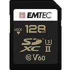 EMTEC ECMSD128GUHS2V60 SD-kort UHS-II U3 V60 SpeedINPRO+ SD-minneskort 128 GB lagringskapacitet 2 rader med PIN-kontakter på baksidan av kor