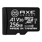 AXE 256 GB MicroSDXC-minneskort SD-adapter med A1-appPerformance, V30 UHS-I U3 4K