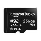 Amazon Basics 256 GB microSDXC-minneskort med full storleksadapter, 100 MB/s, U3