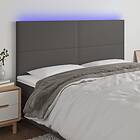vidaXL Sänggavel LED grå 200x5x118/128 cm konstläder 3122256