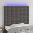 vidaXL Sänggavel LED grå 100x5x118/128 cm konstläder 3122512