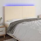 vidaXL Sänggavel LED gräddvit 160x5x118/128 cm tyg 3122155