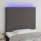 vidaXL Sengegavl LED grå 100x5x118/128 cm konstläder 3122232