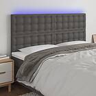 vidaXL Sengegavl LED grå 200x5x118/128 cm konstläder 3122536