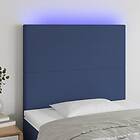 vidaXL Sänggavel LED blå 90x5x118/128 cm tyg 3122132