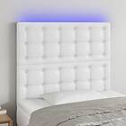 vidaXL Sengegavl LED hvid 100x5x118/128 cm konstläder 3122509