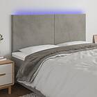 vidaXL Sänggavel LED ljusgrå 160x5x118/128 cm sammet 3122198