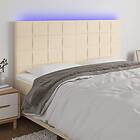 vidaXL Sänggavel LED gräddvit 180x5x118/128 cm tyg 3122443