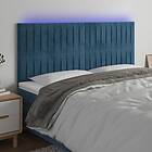 vidaXL Sänggavel LED mörkblå 200x5x118/128 cm sammet 3122732
