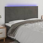 vidaXL Sänggavel LED mörkgrå 180x5x118/128 cm sammet 3122205