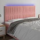 vidaXL Sengegavl LED rosa 200x5x118/128 cm sammet 3122733