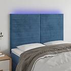vidaXL Sänggavel LED mörkblå 144x5x118/128 cm sammet 3122616