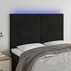 vidaXL Sänggavel LED svart 144x5x118/128 cm sammet 3122614