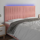vidaXL Sengegavl LED rosa 160x5x118/128 cm sammet 3122721