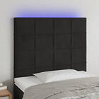 vidaXL Sengegavl LED svart 90x5x118/128 cm sammet 3122462