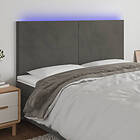 vidaXL Sänggavel LED mörkgrå 200x5x118/128 cm sammet 3122211